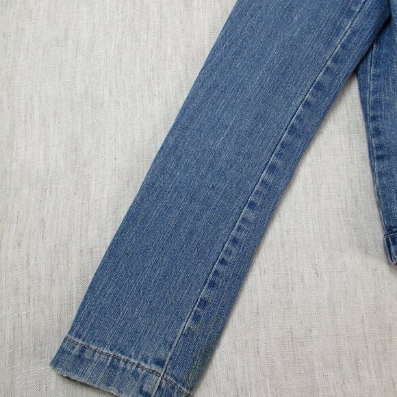 Levi's Trucker Jacket Women's Large Blue Denim Cropped Long Sleeve‎ Button Front - Picture 5 of 14